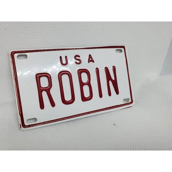 U.S.A Robin Personalized White Red Collectible Mini License Bicycle Bike Plate - Picture 2 of 7